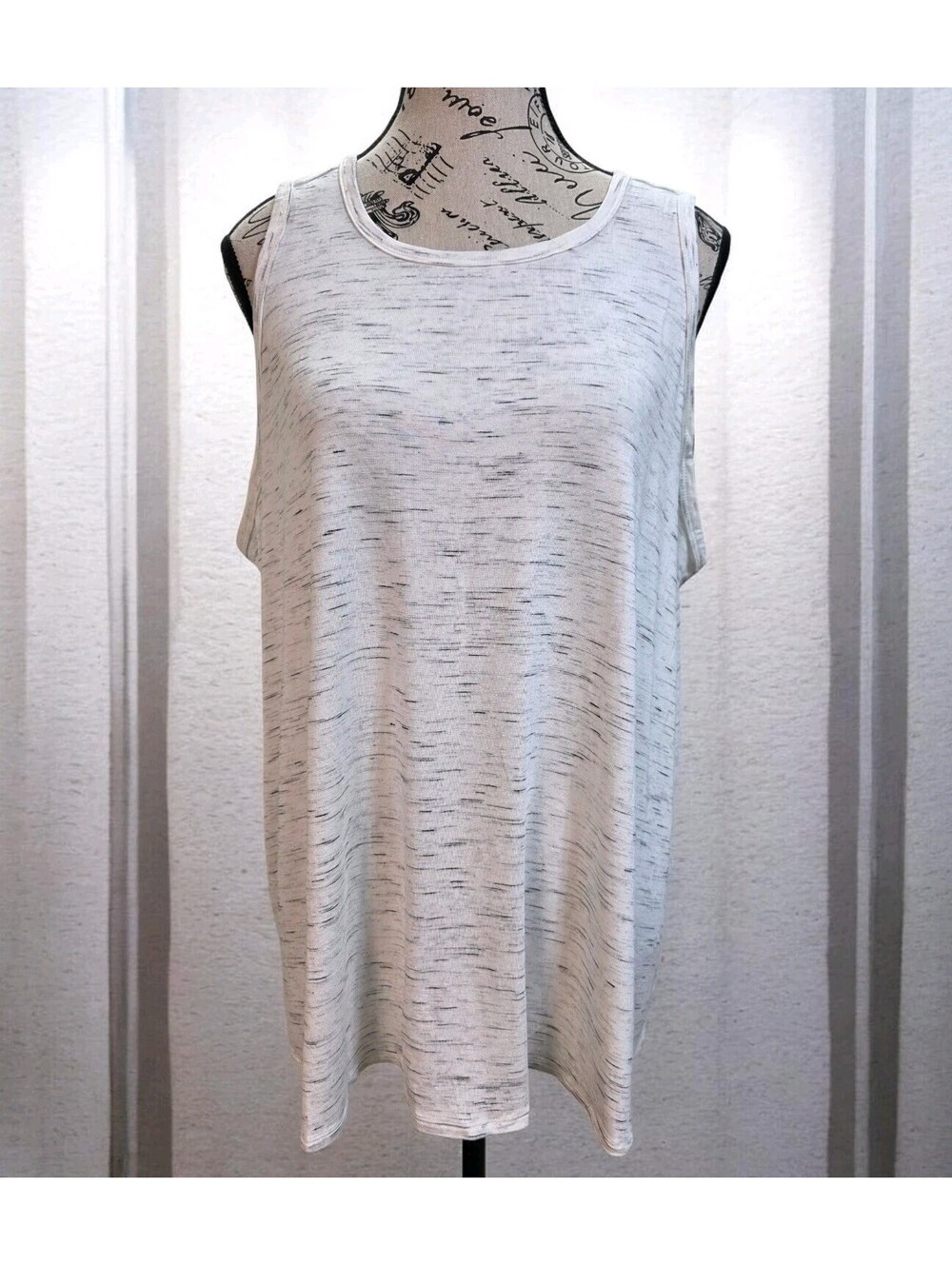 Old Navy Luxe Womens 2X Tank White Space Dye Knit Stretch Sleeveless Loungewear